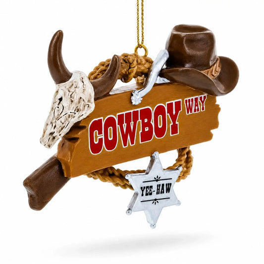 Western Cowboy Hat Sheriff Badge Resin Christmas Ornament BestPysanky Default Title Default Title-