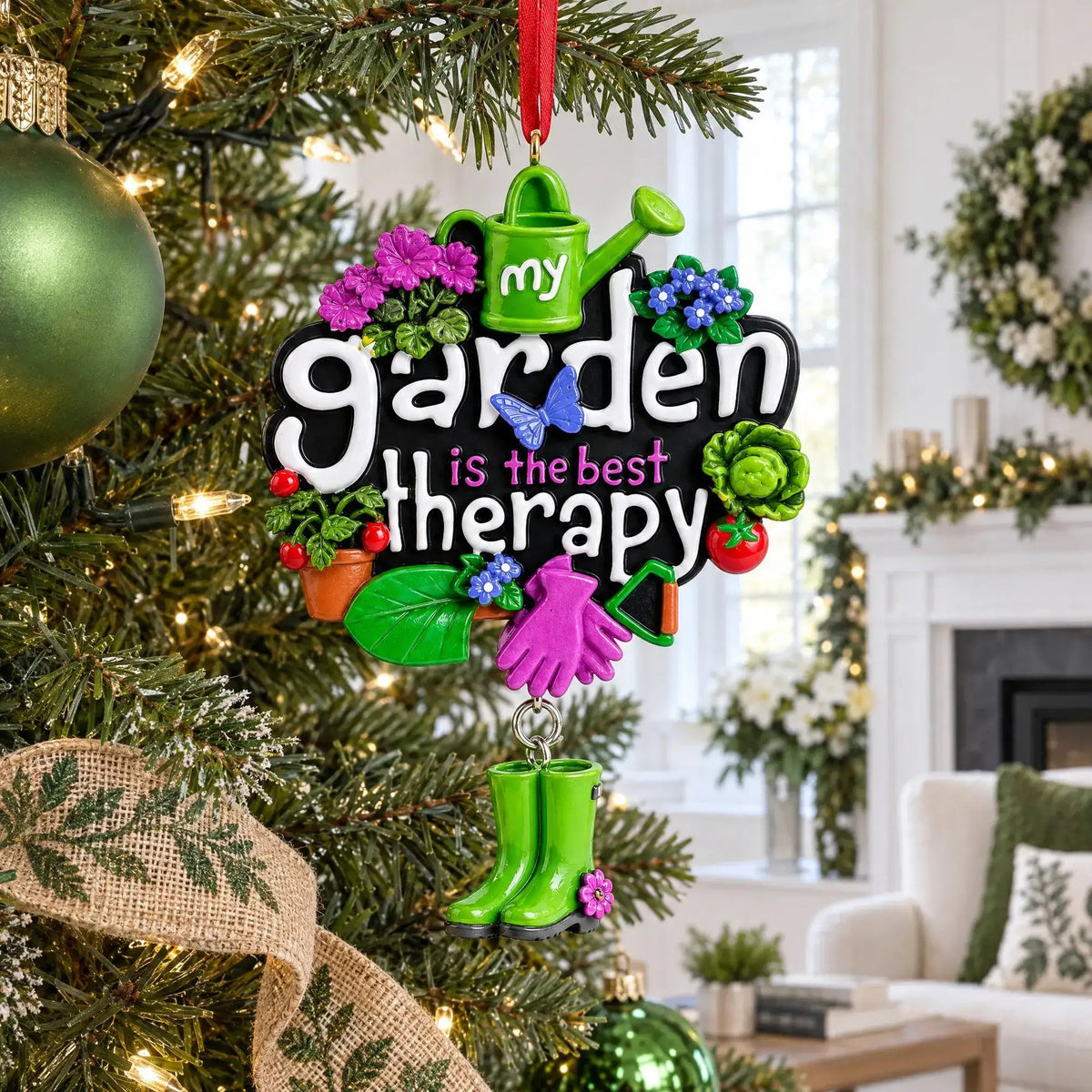 My Garden is the Best Therapy Resin Christmas Ornament