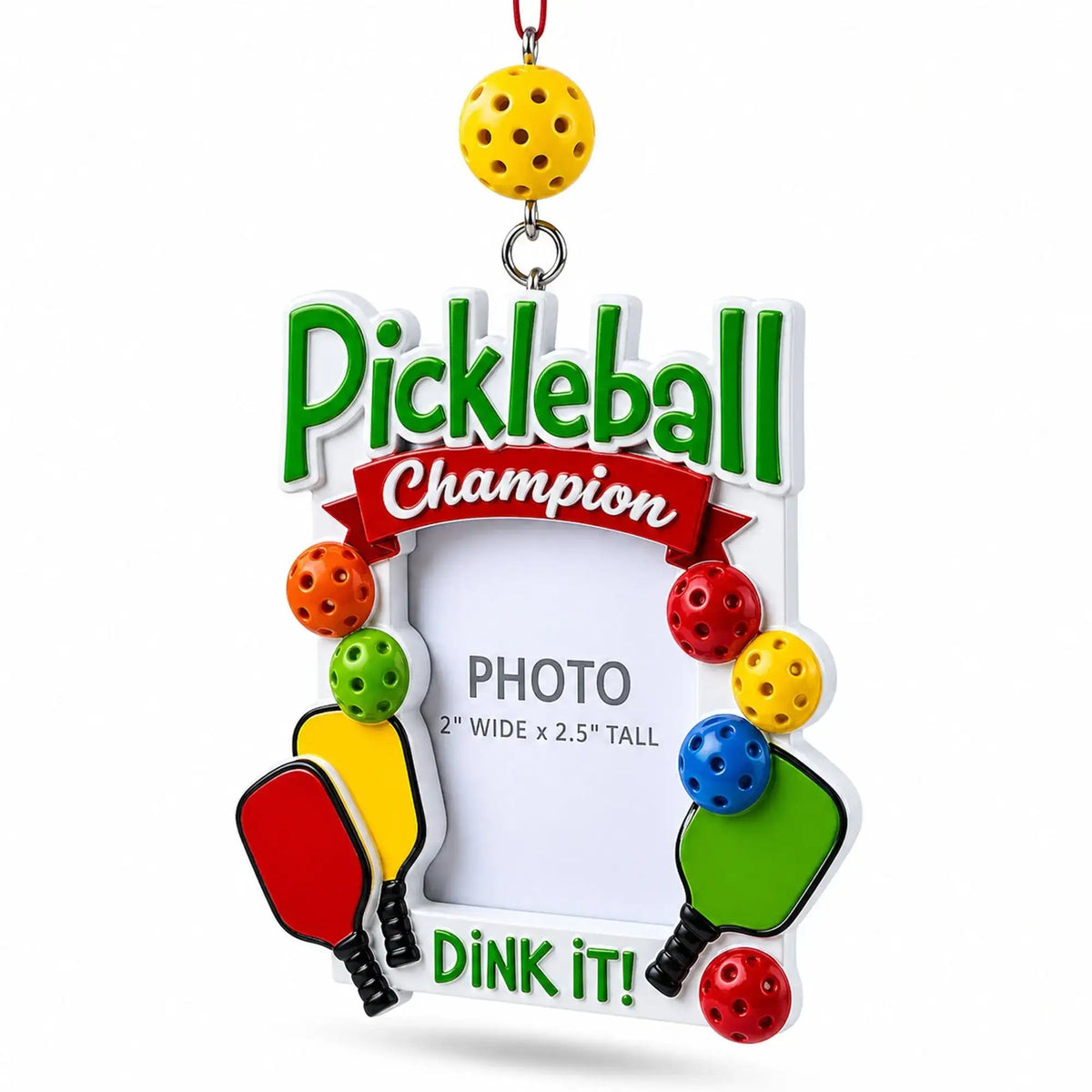Pickleball Champion Photo Frame Resin Christmas Ornament