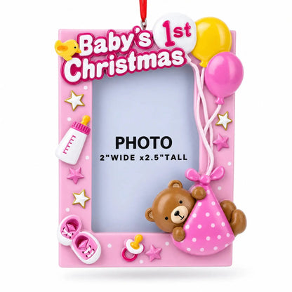 Baby Girl First Christmas Photo Frame Resin Christmas Ornament