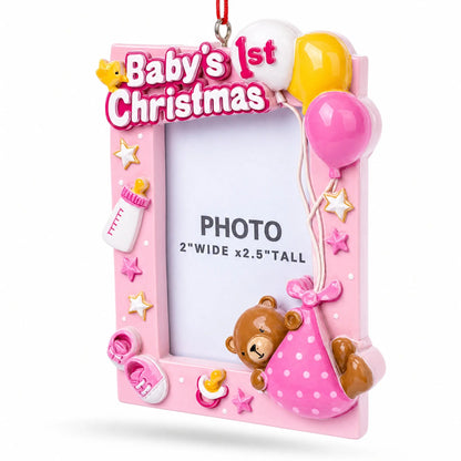 Baby Girl First Christmas Photo Frame Resin Christmas Ornament
