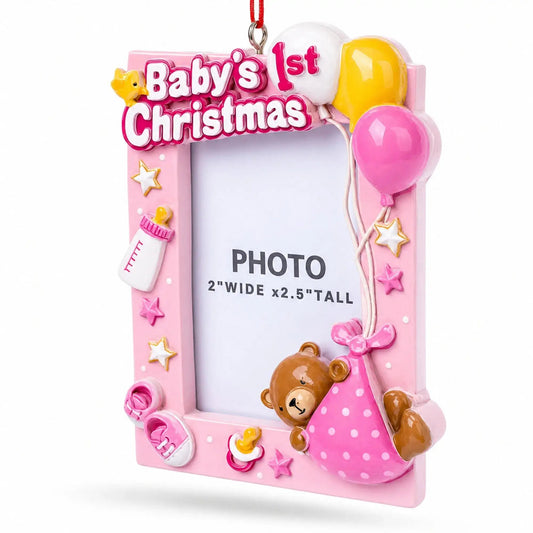 Baby Girl First Christmas Photo Frame Resin Christmas Ornament BestPysanky Default Title Default Title-
