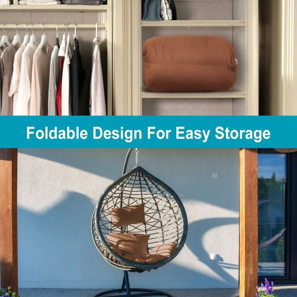 Egg Chair Hanging Basket Seat Cushion with Headrest Cartsfy Inc.