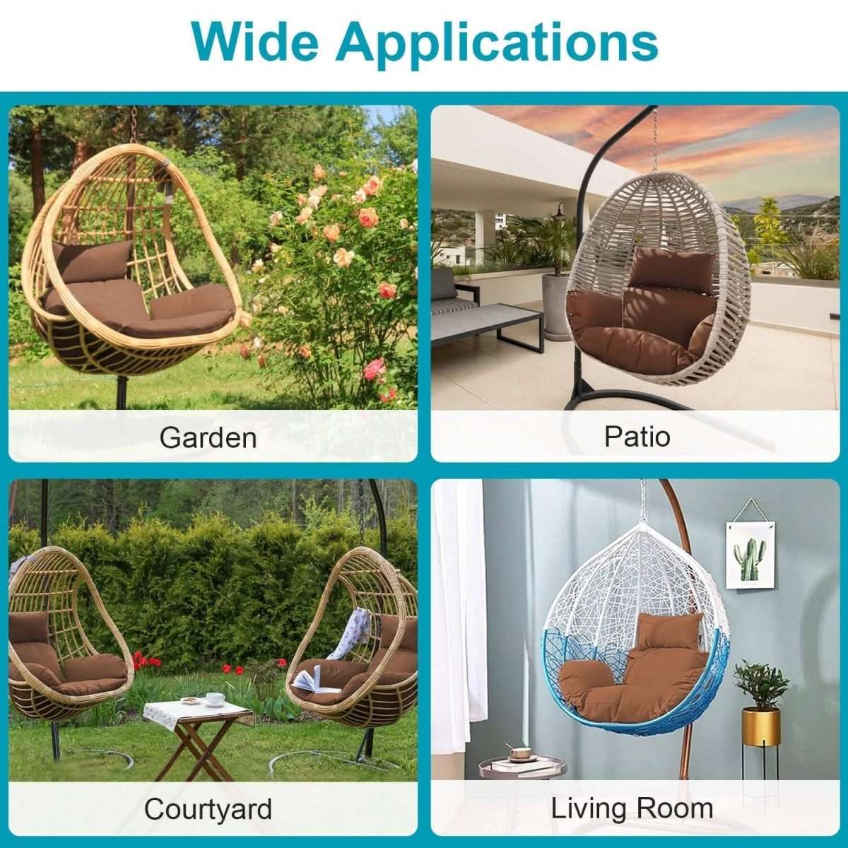 Egg Chair Hanging Basket Seat Cushion with Headrest Cartsfy Inc.