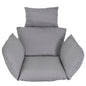 Hanging egg chair seat cushion with headrest, gray with two side bolsters.