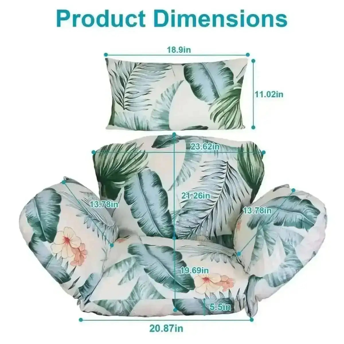 Egg Chair Hanging Basket Seat Soft Cushion with Headrest Cartsfy Inc.