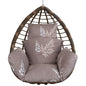 Hanging egg chair seat cushion with headrest, coffee-brown leaf print pillows