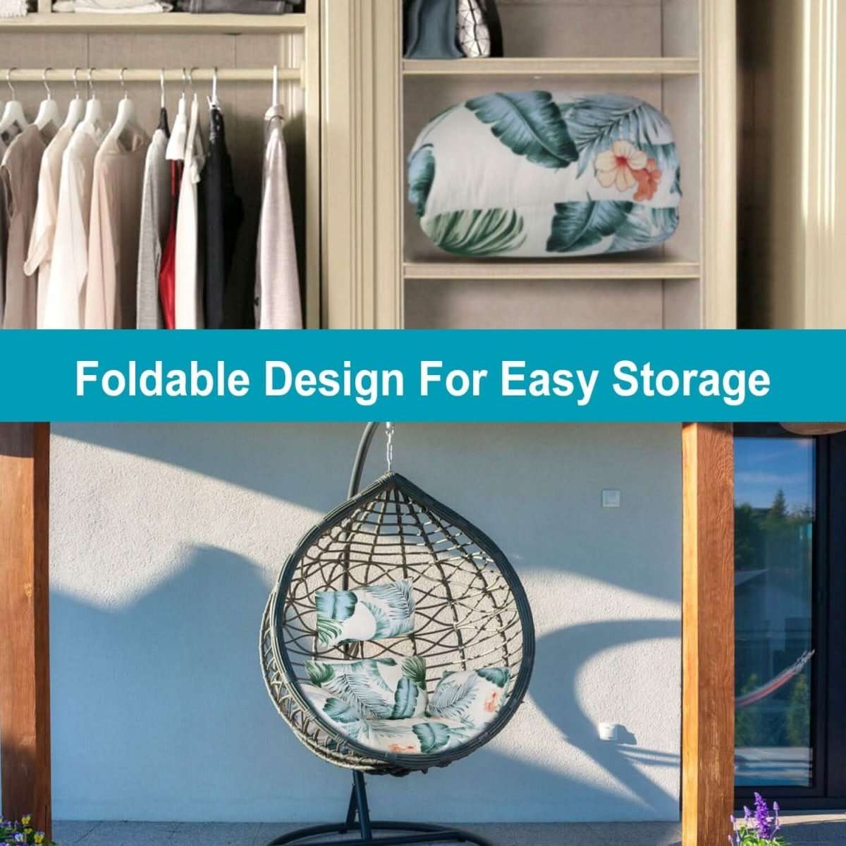 Egg Chair Hanging Basket Seat Soft Cushion with Headrest Cartsfy Inc.