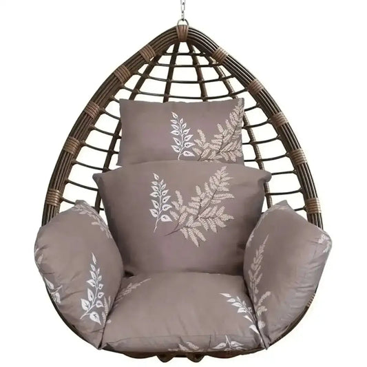Egg Chair Hanging Basket Seat Soft Cushion with Headrest DailySale Coffee Blue Beige Coffee-Blue-Beige-Light Blue-