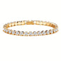 Gold-tone rhinestone tennis bracelet with round stones and box clasp