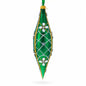Emerald Jeweled Lattice Elongated Pointed Teardrop Finial Glass Christmas Ornament Cartsfy Inc.