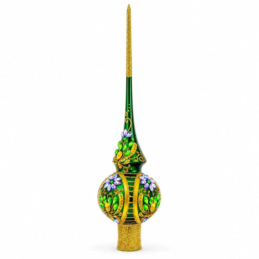 Enchanted Emerald Jeweled Green Glass Christmas Tree Topper 11 Inches Cartsfy Inc.