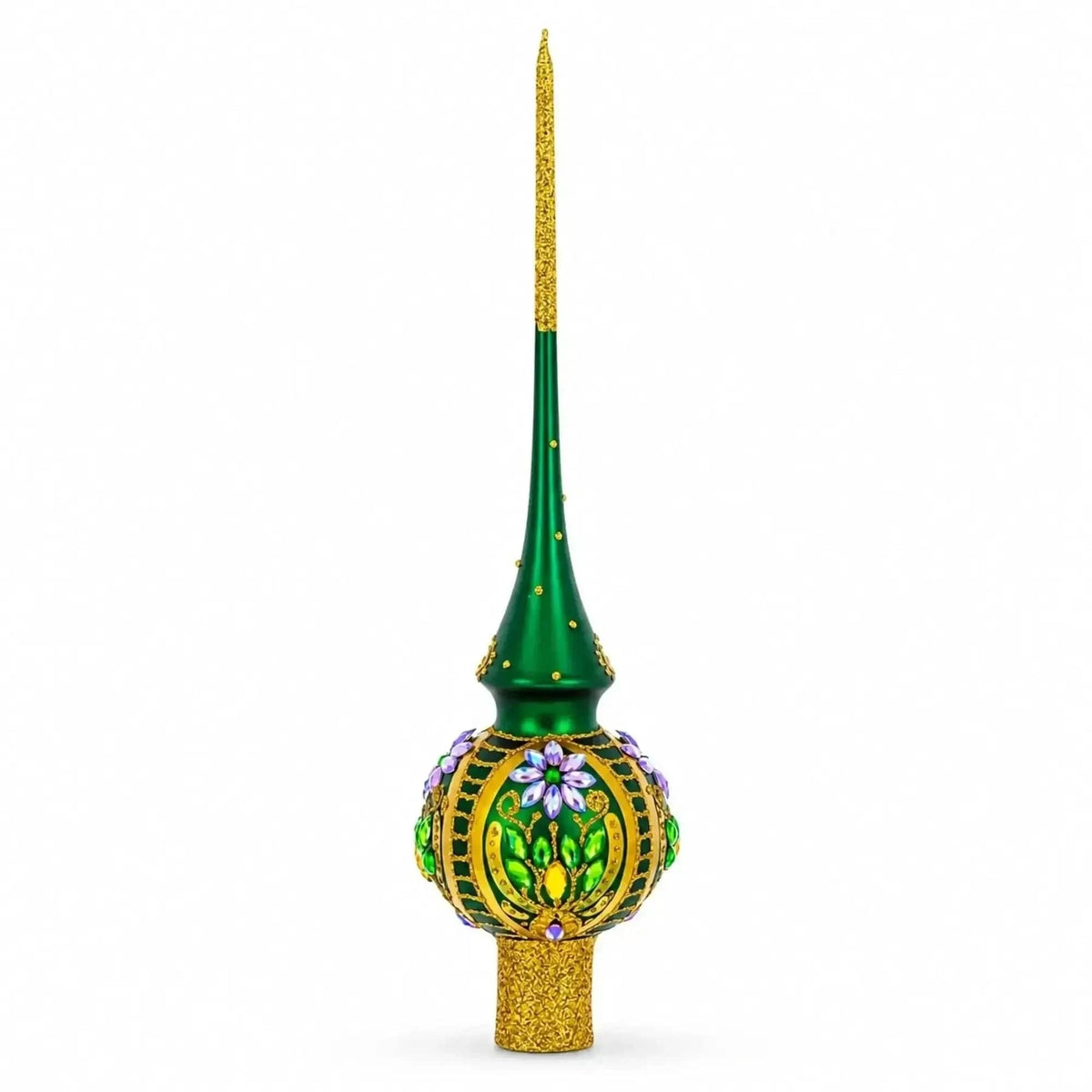 Enchanted Emerald Jeweled Green Glass Christmas Tree Topper 11 Inches Cartsfy Inc.