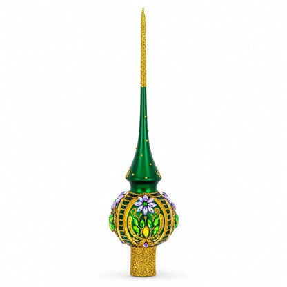 Enchanted Emerald Jeweled Green Glass Christmas Tree Topper 11 Inches Cartsfy Inc.