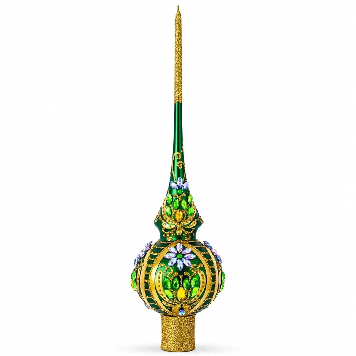 Enchanted Emerald Jeweled Green Glass Christmas Tree Topper 11 Inches Cartsfy Inc.