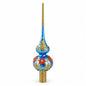 Exquisite Blue and Gold Floral Glass Christmas Tree Topper 11 Inches Cartsfy Inc.