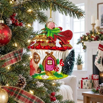 Fairy House Nestled in a Woodland Glade Glass Christmas Ornament Cartsfy Inc.