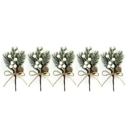 Fake Snow Frost Pine Branch Cone Berry Holly Christmas Tree Christmas Ornament DailySale 10-Pieces / Red 10-Pieces / White 20-Pieces / Red 10-Pieces / Red-10-Pieces / White-20-Pieces / Red-20-Pieces / White-