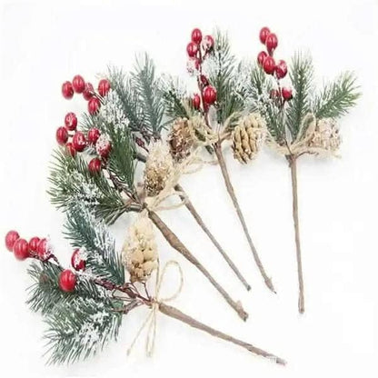 Fake Snow Frost Pine Branch Cone Berry Holly Christmas Tree Christmas Ornament DailySale 10-Pieces / Red 10-Pieces / White 20-Pieces / Red 10-Pieces / Red-10-Pieces / White-20-Pieces / Red-20-Pieces / White-