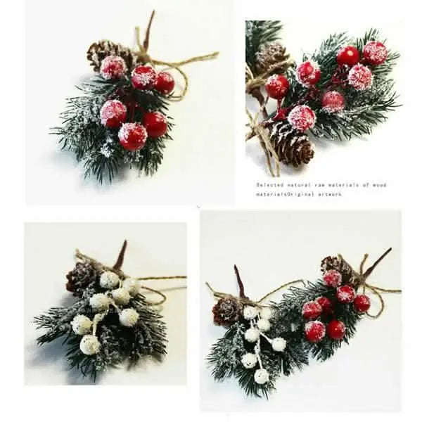 Fake Snow Frost Pine Branch Cone Berry Holly Christmas Tree Christmas Ornament Cartsfy Inc.