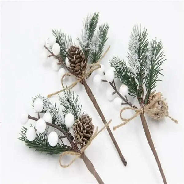 Fake Snow Frost Pine Branch Cone Berry Holly Christmas Tree Christmas Ornament Cartsfy Inc.