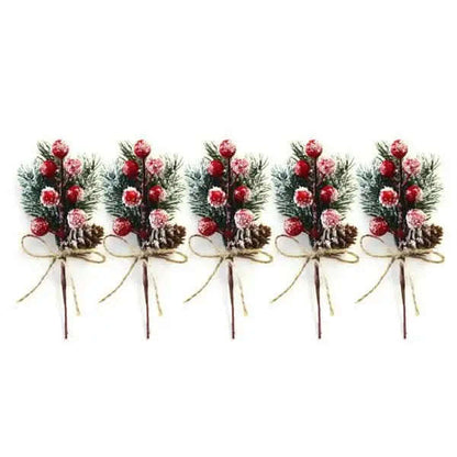 Fake Snow Frost Pine Branch Cone Berry Holly Christmas Tree Christmas Ornament Cartsfy Inc.
