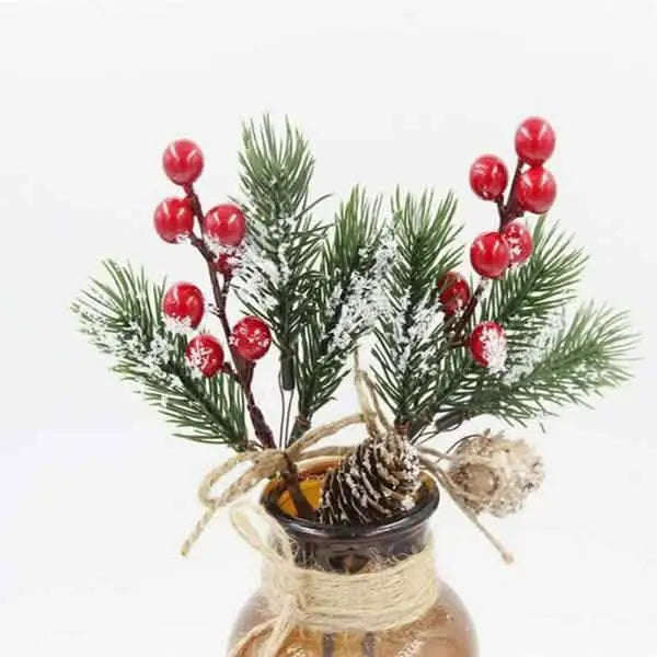 Fake Snow Frost Pine Branch Cone Berry Holly Christmas Tree Christmas Ornament Cartsfy Inc.