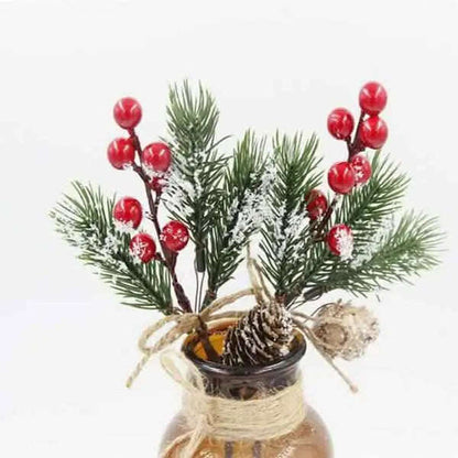 Fake Snow Frost Pine Branch Cone Berry Holly Christmas Tree Christmas Ornament Cartsfy Inc.