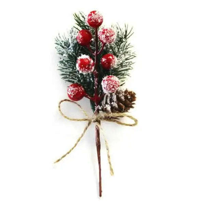 Fake Snow Frost Pine Branch Cone Berry Holly Christmas Tree Christmas Ornament Cartsfy Inc.