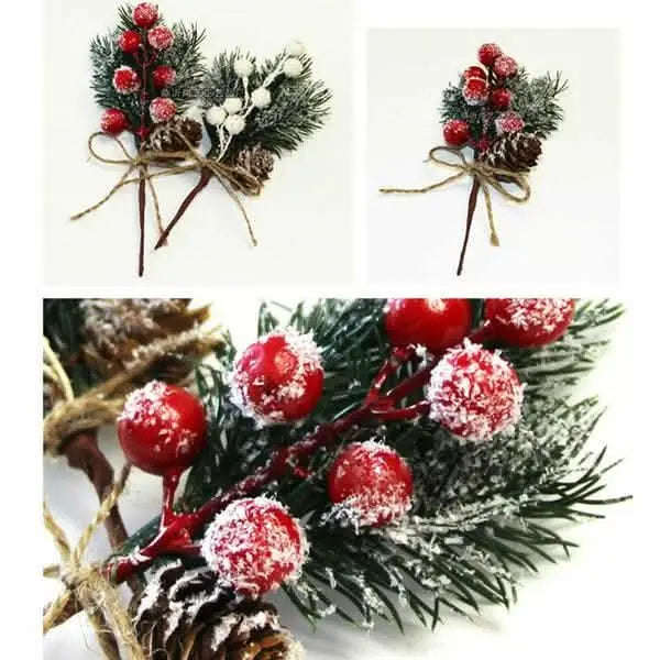 Fake Snow Frost Pine Branch Cone Berry Holly Christmas Tree Christmas Ornament Cartsfy Inc.