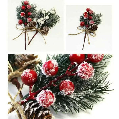 Fake Snow Frost Pine Branch Cone Berry Holly Christmas Tree Christmas Ornament Cartsfy Inc.