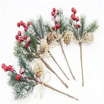Fake Snow Frost Pine Branch Cone Berry Holly Christmas Tree Christmas Ornament Cartsfy Inc.