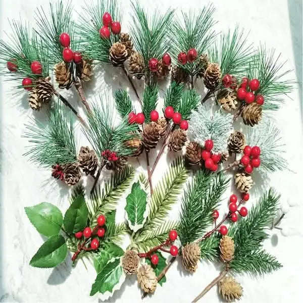 Fake Snow Frost Pine Branch Cone Berry Holly Christmas Tree Christmas Ornament Cartsfy Inc.