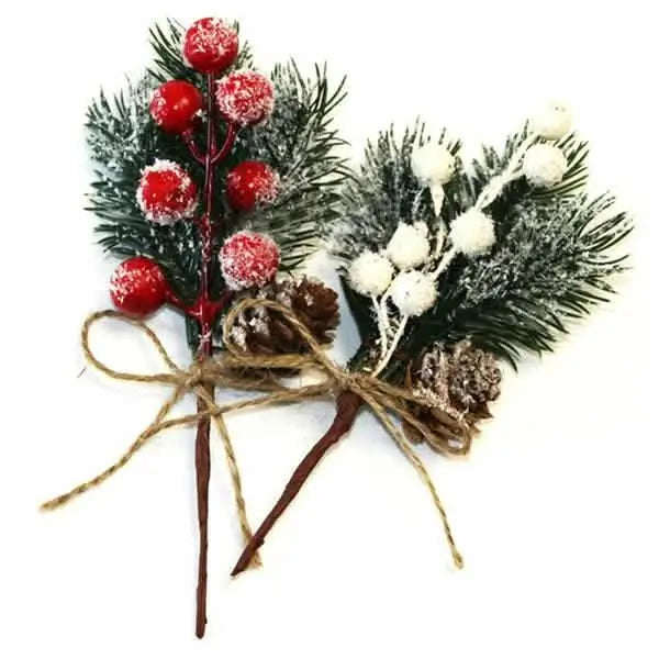 Fake Snow Frost Pine Branch Cone Berry Holly Christmas Tree Christmas Ornament Cartsfy Inc.
