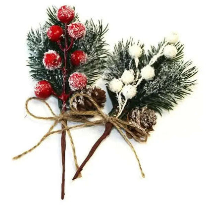 Fake Snow Frost Pine Branch Cone Berry Holly Christmas Tree Christmas Ornament Cartsfy Inc.