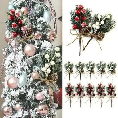 Fake Snow Frost Pine Branch Cone Berry Holly Christmas Tree Christmas Ornament DailySale 10-Pieces / Red 10-Pieces / White 20-Pieces / Red 10-Pieces / Red-10-Pieces / White-20-Pieces / Red-20-Pieces / White-
