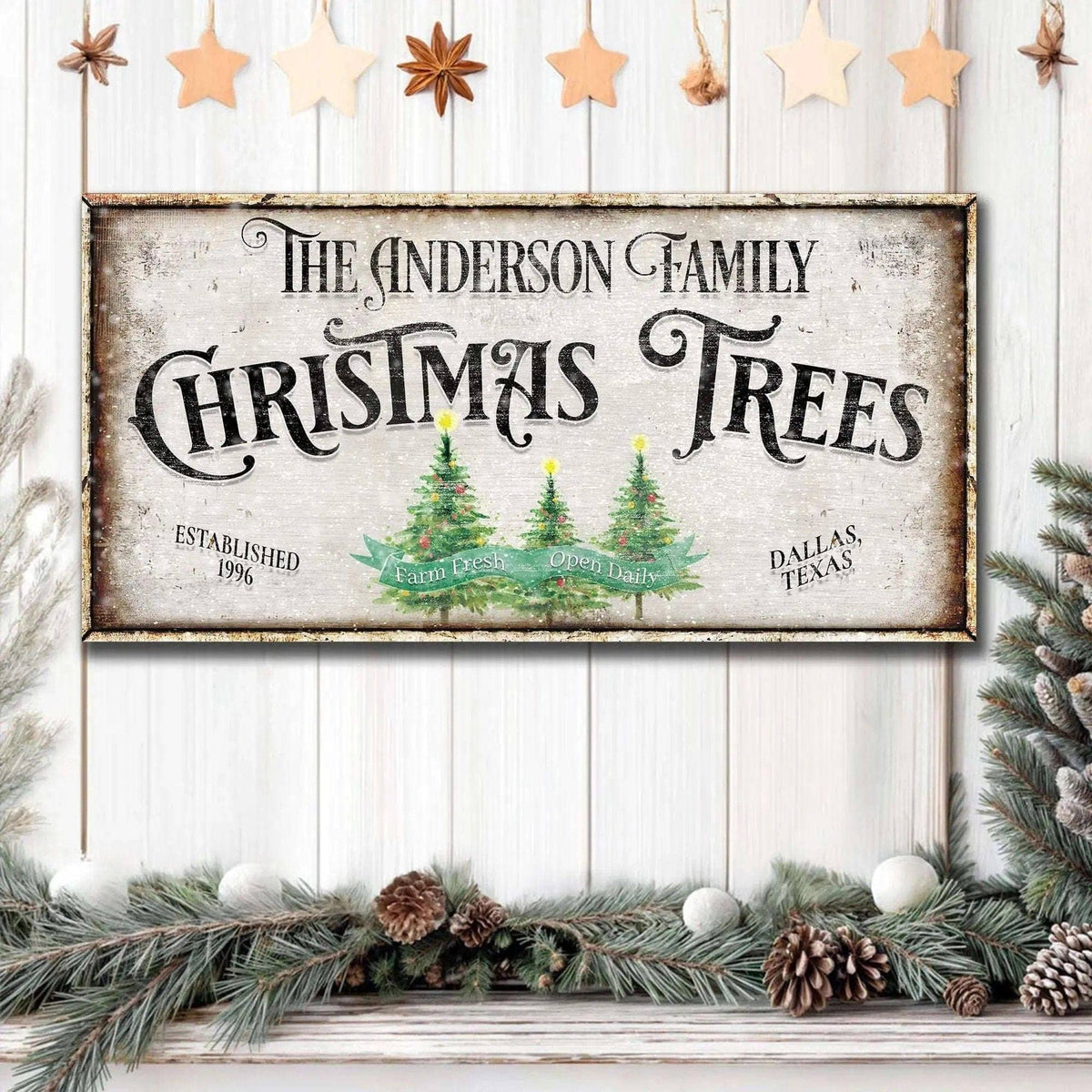 Family Christmas Tree Farm Sign III Tailored Canvases 20x10 inch Medium Premium Gallery Wrapped 48x24 inch Large Premium Gallery Wrapped 60x30 inch Extra Large Premium Gallery Wrapped 20x10 inch Medium Premium Gallery Wrapped-48x24 inch Large Premium Gallery Wrapped-60x30 inch Extra Large Premium Gallery Wrapped-