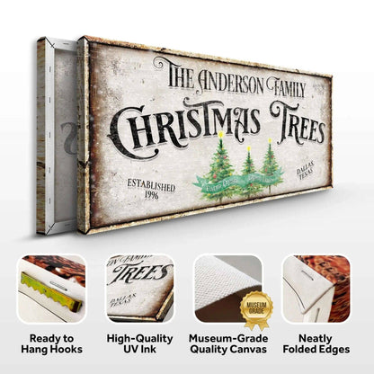 Family Christmas Tree Farm Sign III Tailored Canvases 20x10 inch Medium Premium Gallery Wrapped 48x24 inch Large Premium Gallery Wrapped 60x30 inch Extra Large Premium Gallery Wrapped 20x10 inch Medium Premium Gallery Wrapped-48x24 inch Large Premium Gallery Wrapped-60x30 inch Extra Large Premium Gallery Wrapped-