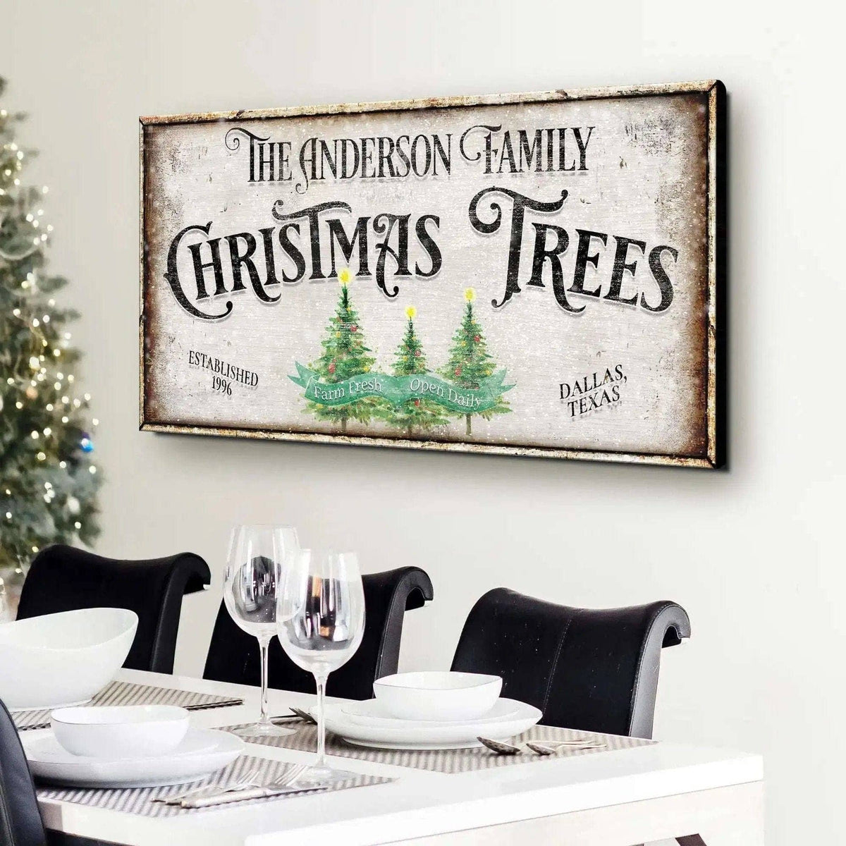Family Christmas Tree Farm Sign III Tailored Canvases 20x10 inch Medium Premium Gallery Wrapped 48x24 inch Large Premium Gallery Wrapped 60x30 inch Extra Large Premium Gallery Wrapped 20x10 inch Medium Premium Gallery Wrapped-48x24 inch Large Premium Gallery Wrapped-60x30 inch Extra Large Premium Gallery Wrapped-