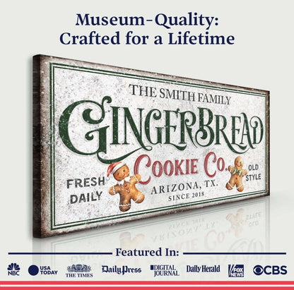 Family Gingerbread Bakery Christmas Sign II Tailored Canvases 20x10 inch Medium Premium Gallery Wrapped 48x24 inch Large Premium Gallery Wrapped 60x30 inch Extra Large Premium Gallery Wrapped 20x10 inch Medium Premium Gallery Wrapped-48x24 inch Large Premium Gallery Wrapped-60x30 inch Extra Large Premium Gallery Wrapped-