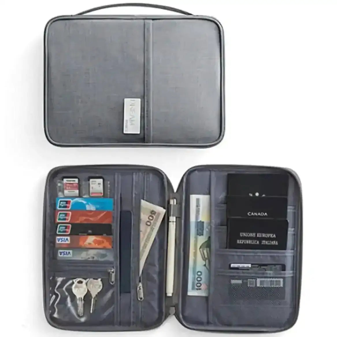 Family Travel Document Organizer Capacious Passport Holder Wallet DailySale Black Dark Blue Orange Black-Dark Blue-Orange-Blue-Gray-