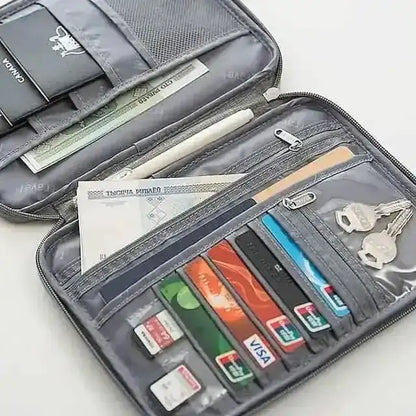 Family Travel Document Organizer Capacious Passport Holder Wallet DailySale Black Dark Blue Orange Black-Dark Blue-Orange-Blue-Gray-