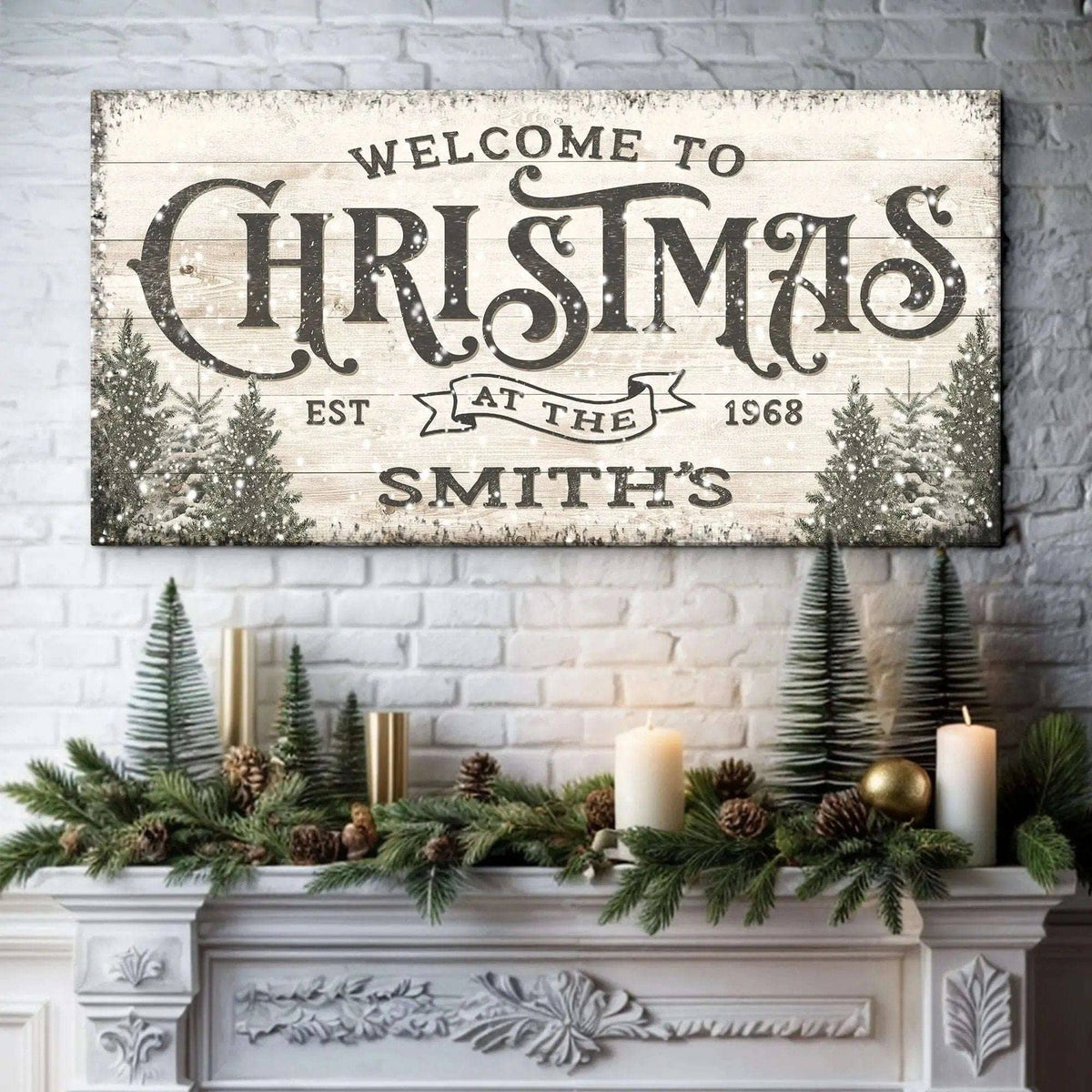 Family Welcome To Christmas Sign III Tailored Canvases 20x10 inch Medium Premium Gallery Wrapped 48x24 inch Large Premium Gallery Wrapped 60x30 inch Extra Large Premium Gallery Wrapped 20x10 inch Medium Premium Gallery Wrapped-48x24 inch Large Premium Gallery Wrapped-60x30 inch Extra Large Premium Gallery Wrapped-