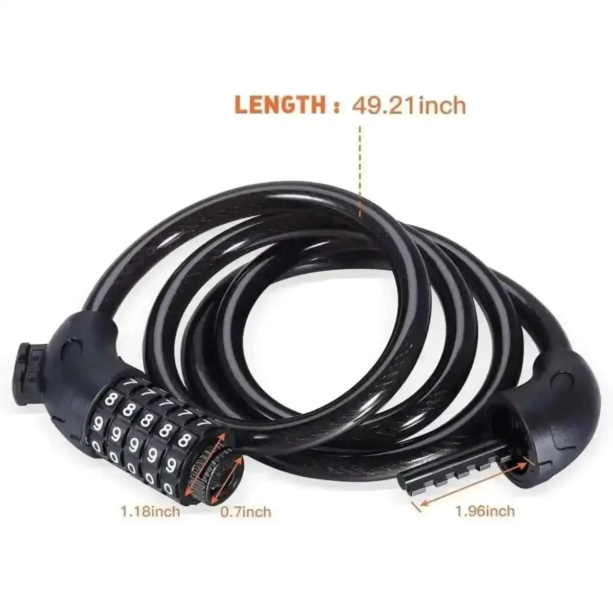 Famistar 4 Feet 5 Digit Resettable Combination Coiling Bike Chain Lock DailySale Black Blue Green Black-Blue-Green-Yellow-Pink-