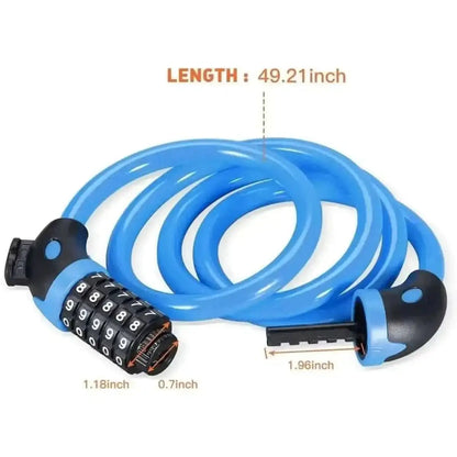 Famistar 4 Feet 5 Digit Resettable Combination Coiling Bike Chain Lock Cartsfy Inc.