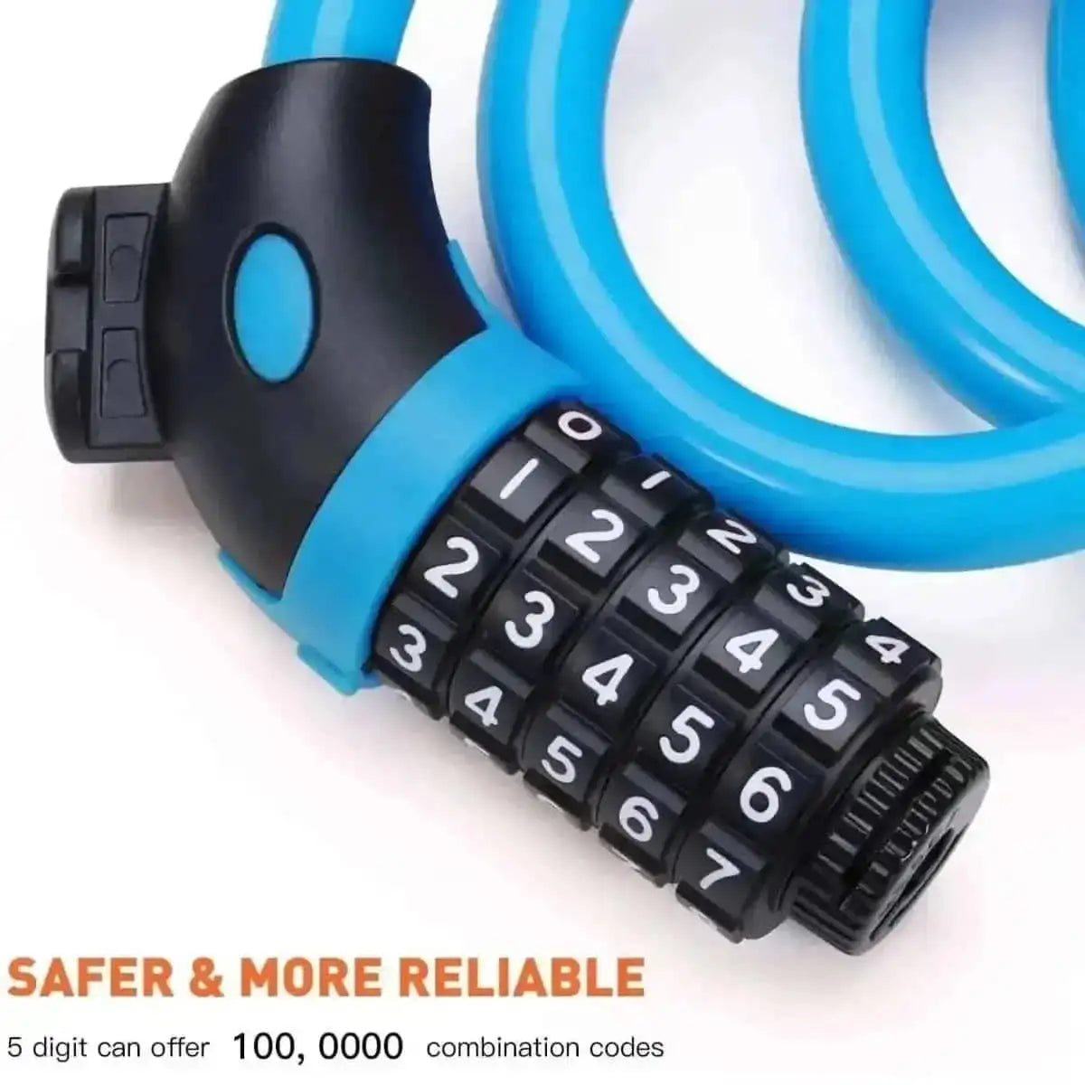 Famistar 4 Feet 5 Digit Resettable Combination Coiling Bike Chain Lock DailySale Black Blue Green Black-Blue-Green-Yellow-Pink-