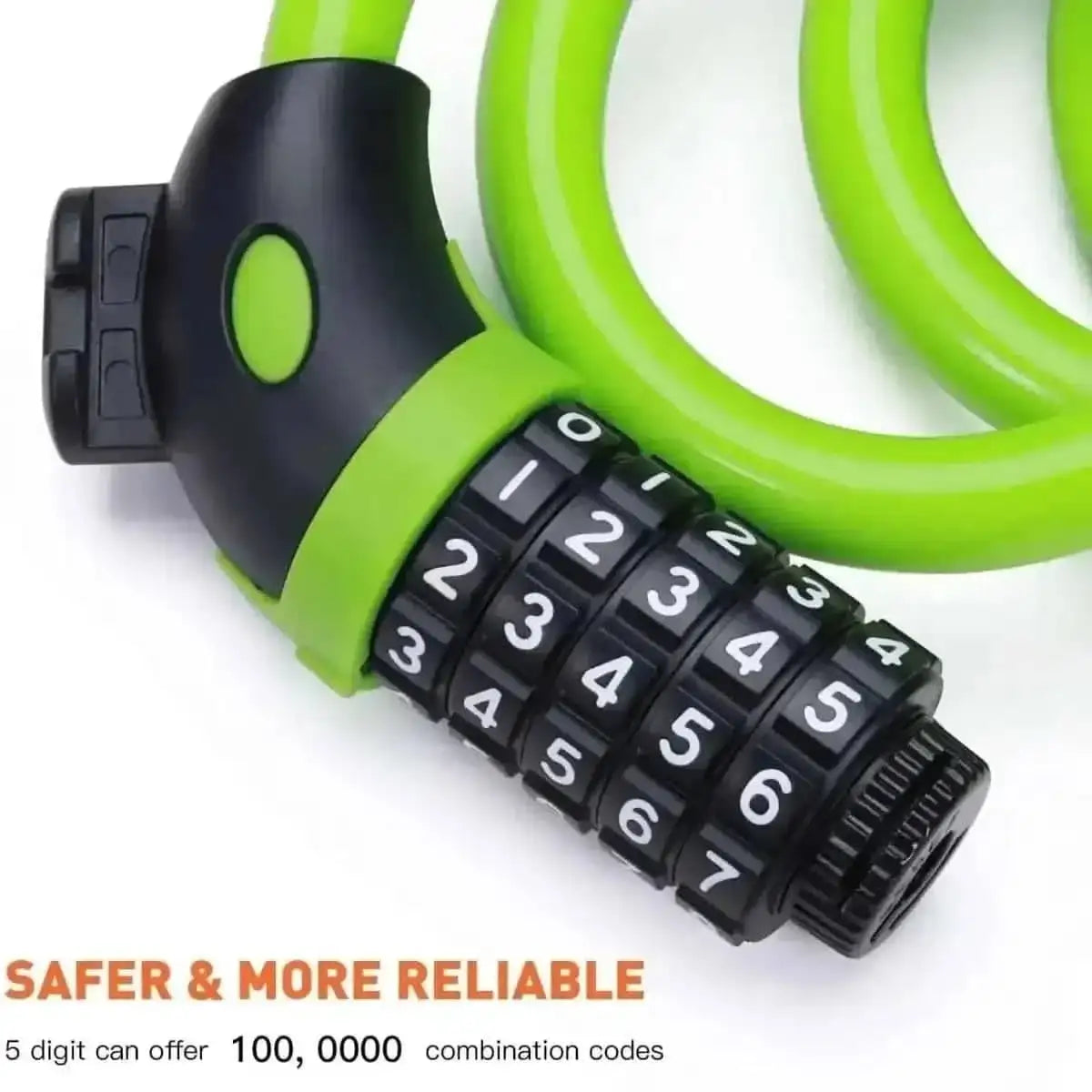 Famistar 4 Feet 5 Digit Resettable Combination Coiling Bike Chain Lock DailySale Black Blue Green Black-Blue-Green-Yellow-Pink-