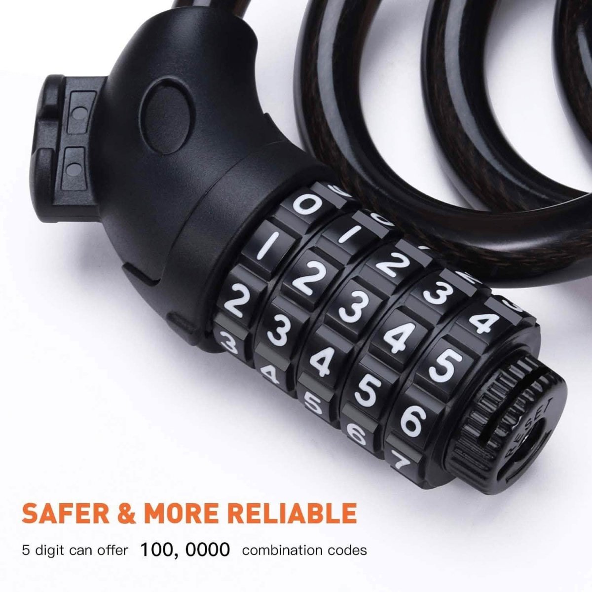 Famistar 4 Feet 5 Digit Resettable Combination Coiling Bike Chain Lock - Cartsfy Inc.
