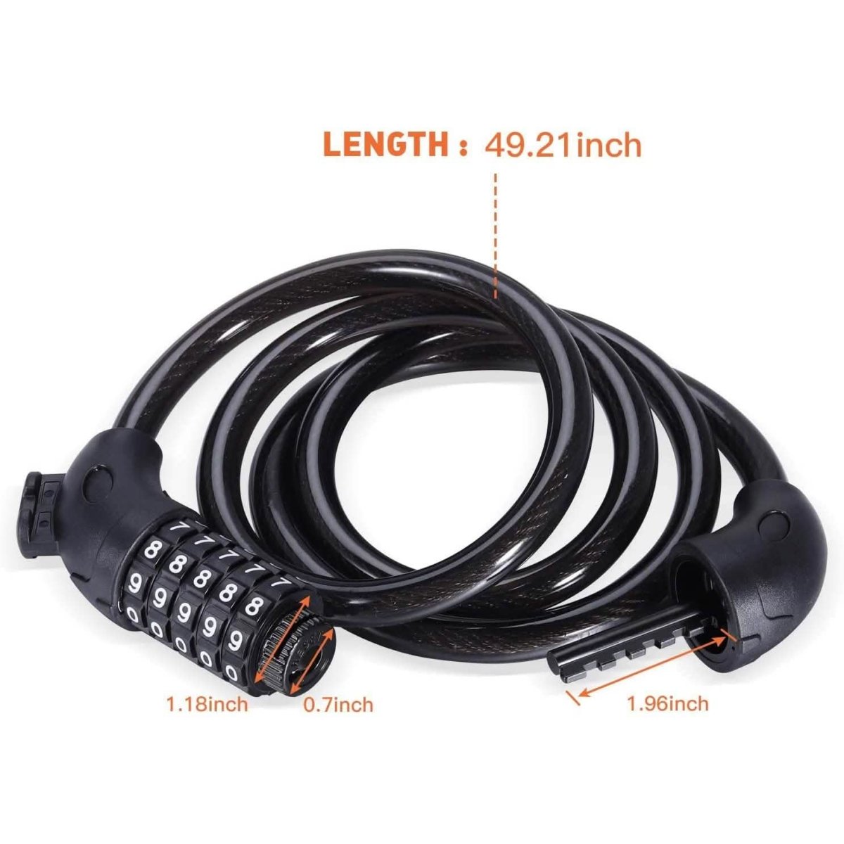 Famistar 4 Feet 5 Digit Resettable Combination Coiling Bike Chain Lock - Cartsfy Inc.