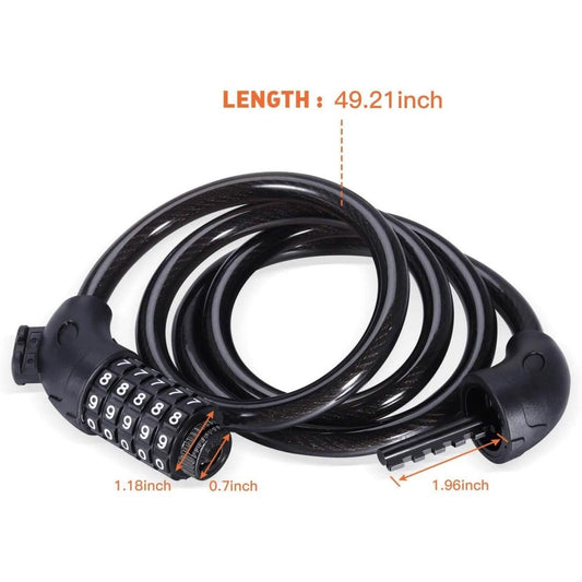 Famistar 4 Feet 5 Digit Resettable Combination Coiling Bike Chain Lock - Cartsfy Inc.